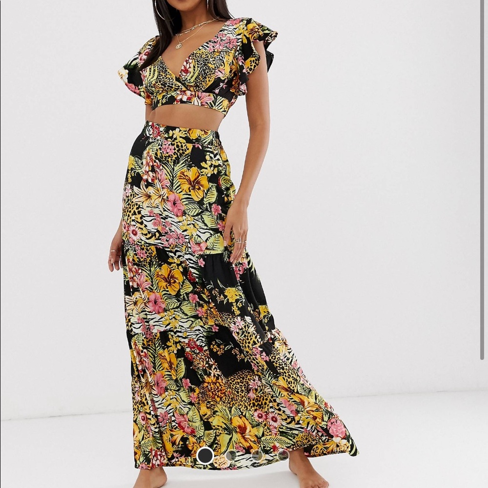 Two Piece Set ASOS Jungle Flower Print Maxi Skirt